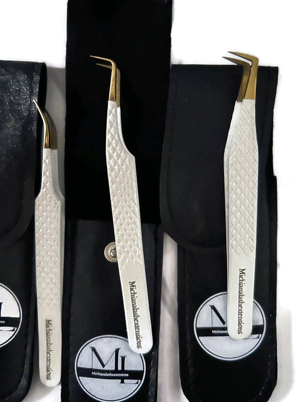 Fiber Tip Lash Tweezers For Eyelash Extension 3 Pcs