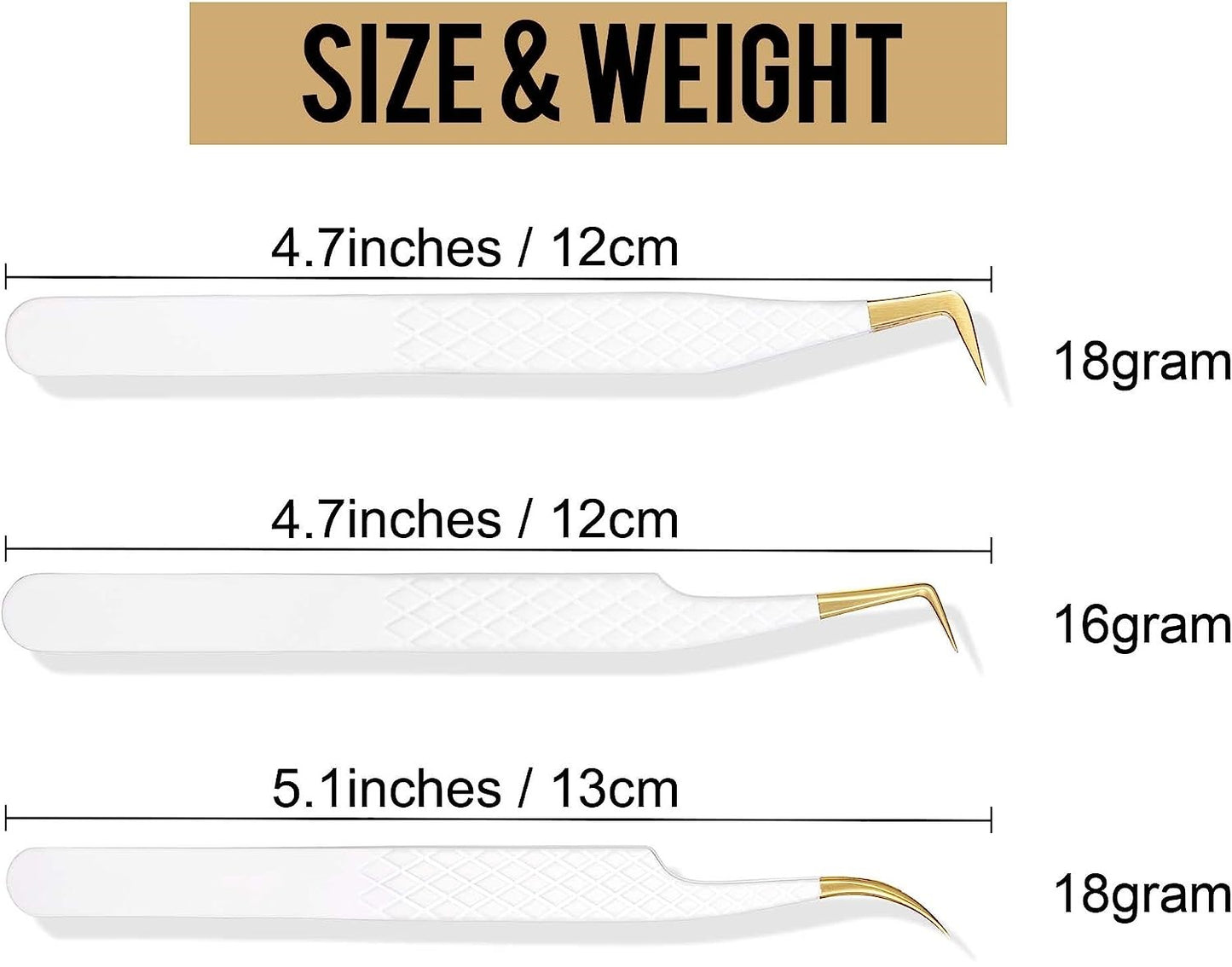 Fiber Tip Lash Tweezers For Eyelash Extension 3 Pcs
