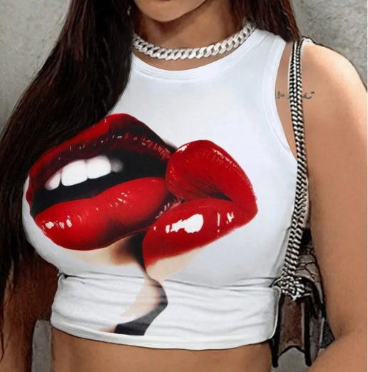 Lip Short Sleeve Cute Shrt
