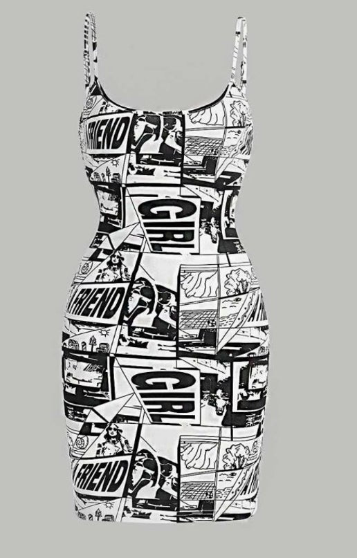 Black  and White Friend Dress